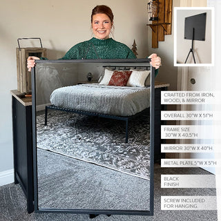 Architectural Black Iron Tripod Wall Mirror | Modern Statement Piece