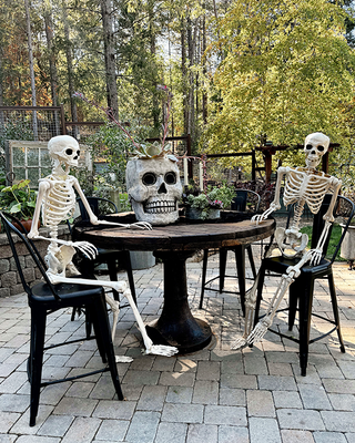 Mr. Skeletonâ€™s GINORMOUS Skull with Top Hat Statement Piece