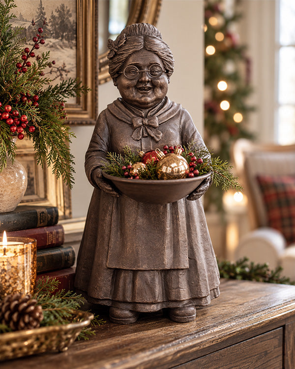 Bronze Mrs. Claus Serving Bowl | Brilliant Centerpiece Collection