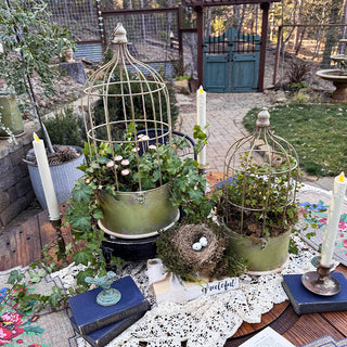 Hanging Metal Rustic Birdcage Planter, Set of Two