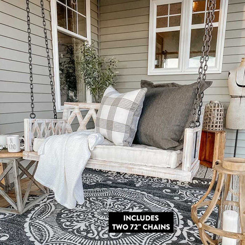 Wooden Porch Swing | Whitewashed Porch Swing - Decor Steals