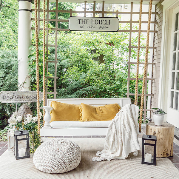 Wooden Porch Swing Decor Steals