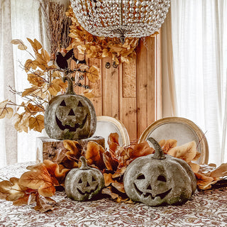 Terracotta Inspired Outdoor Jack-o-lanterns, Set of 3
