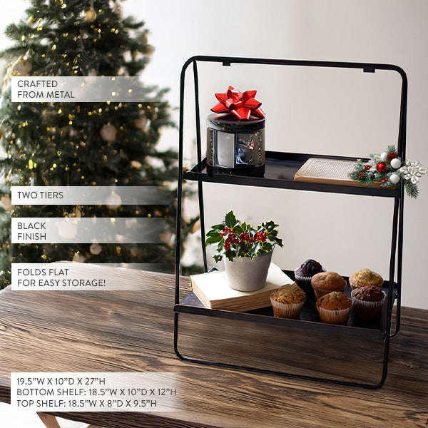 Two Tiered Black Metal Tabletop Display Rack - Decor Steals