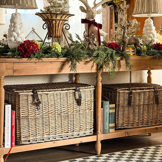 Oversized Rattan Storage Trunks with Handles, Set of 3