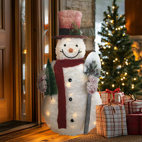 35 Inch Light Up White Frosted Snowman Decor Steals