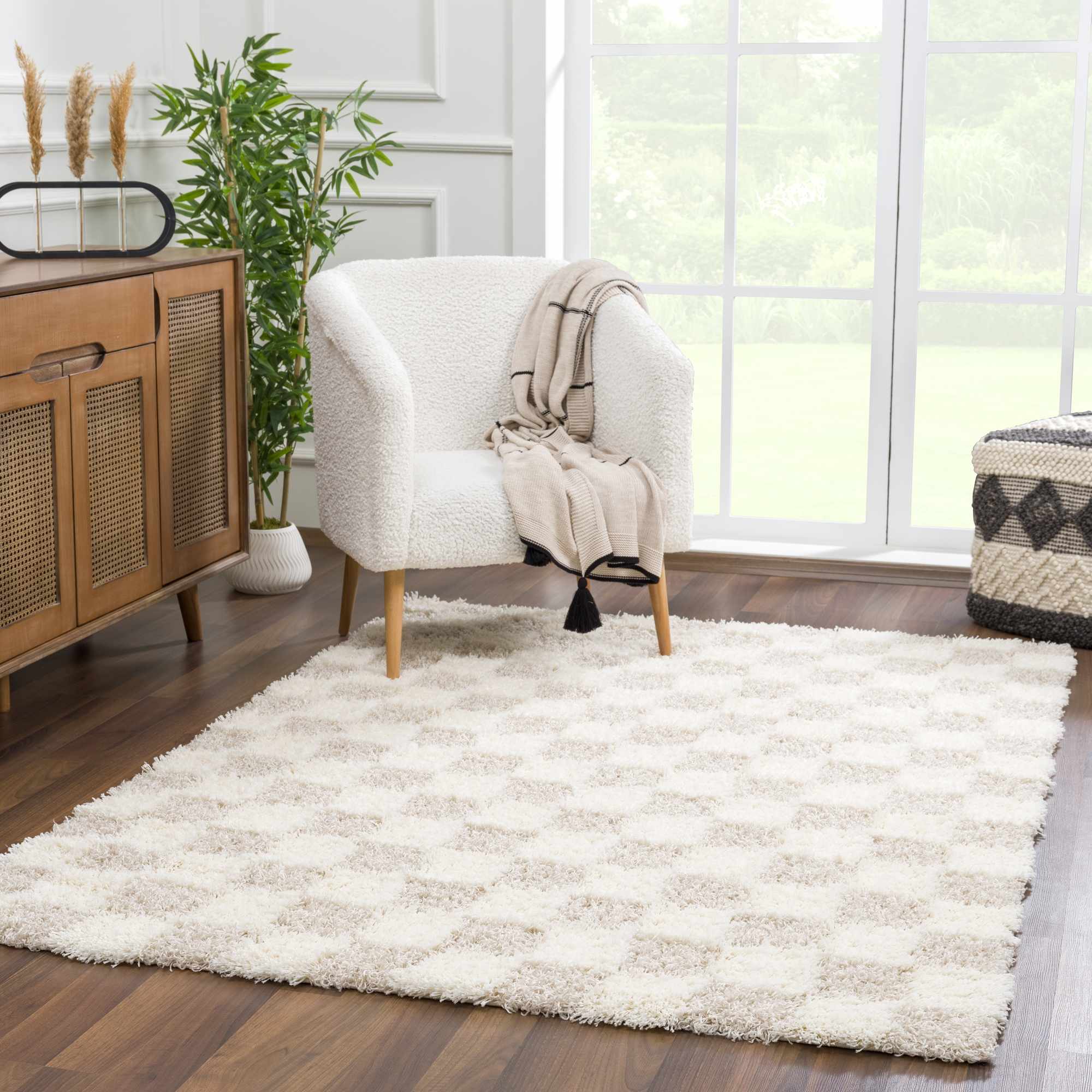 Check Rug Neutral Neutral Checkered Area Rug - Decor Steals