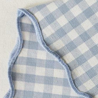 Blue gingham napkin scalloped edge detail