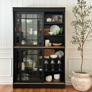 72 Inch Modern Farmhouse Sliding Glass Door Display Cabinet