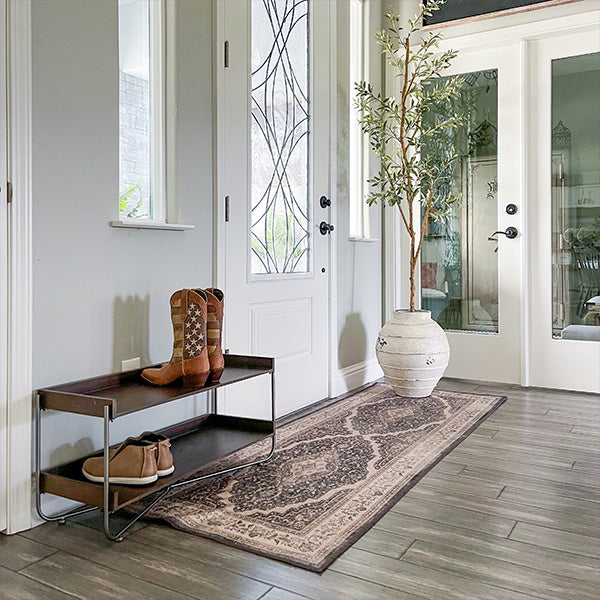 Modern Wood and Metal Shoe Rack Decor Steals - Main Image