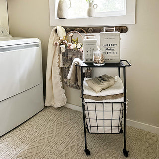 Rolling Side Table With Basket