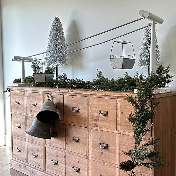 64 Inch Wide Galvanized Metal Ski Lift with Two Buckets Decor Steals