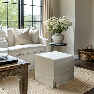 Deluxe Slipcover Upholstered Ottoman