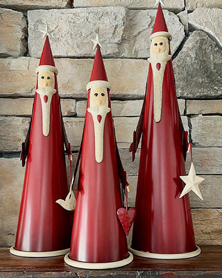 Antique Inspired Cone Santas, Set of 3
