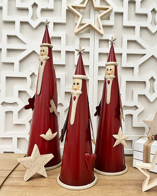 Antique Inspired Cone Santas, Set of 3