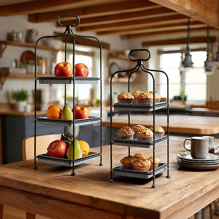 Farmhouse-style three-tier serving trays