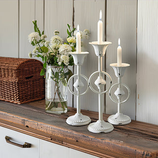 candle holders on shelf