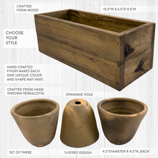 Rustic Kitchen Herb Planters, Pick Your Style