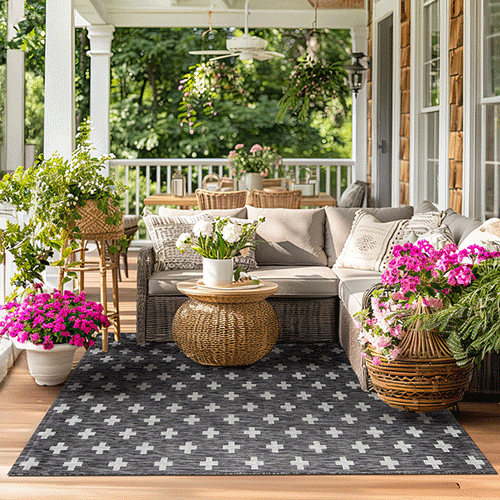 Outdoor Patterned Rug Cross Patterned Indoor/Outdoor Rug, Pick Your Size - Decor Steals