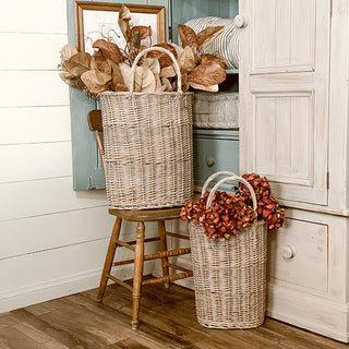 Tall Oval Wicker Baskets, Set of 2