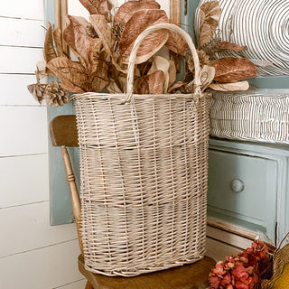 Tall Oval Wicker Baskets, Set of 2