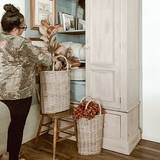 Tall Oval Wicker Baskets, Set of 2