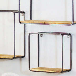 Square metal wood wall shelf modern home decor
