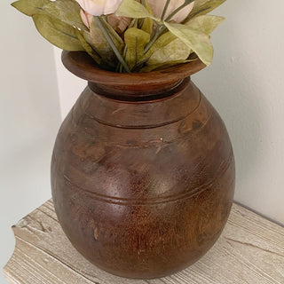 Found Wooden Oil Pot from India