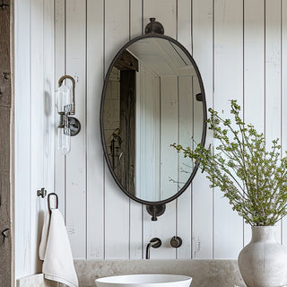 Swiveling Vintage Oval Bathroom Mirror