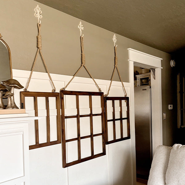 Oversized Dark Wooden Hanging Window Frames - Decor Steals