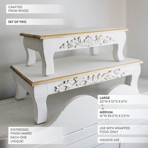 Antique Small Riser Antique Inspired Ornate White Wood Risers - Decor Steals