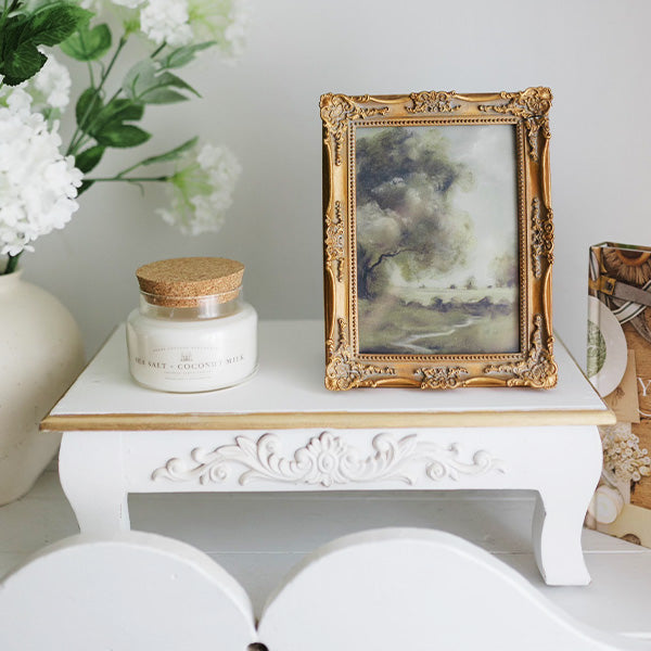 Antique Small Riser Antique Inspired Ornate White Wood Risers - Decor Steals