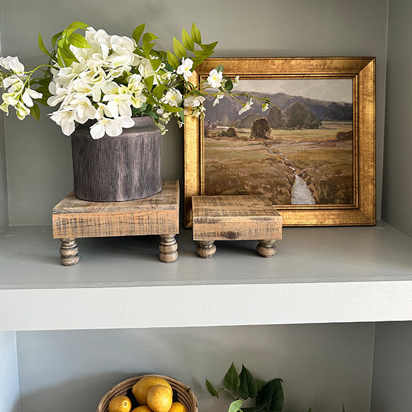 Distressed Footed Wooden Risers, Set of 2 - Decor Steals