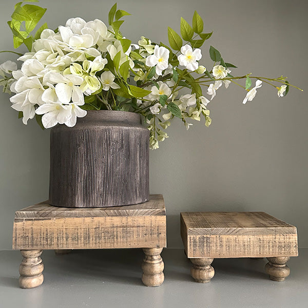 Distressed Footed Wooden Risers, Set of 2 - Decor Steals