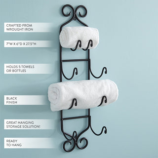 Wrought Iron Wall Mounted Towel Rack