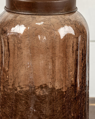 Amber Glass Jar with Antique Lid - Choose Your Size