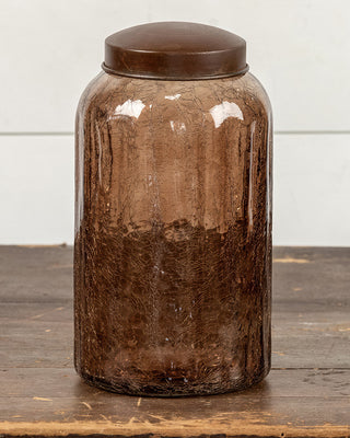 Amber Glass Jar with Antique Lid - Choose Your Size