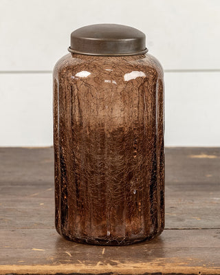 Amber Glass Jar with Antique Lid - Choose Your Size