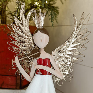 Handcrafted Metal Angel Figurine with Layered Wings, Choose Your Style