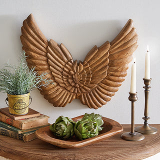 Carved wood wings tabletop rustic home decor