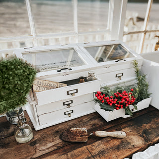 Vintage-Inspired Apothecary Cabinet with Lift-Top Storage