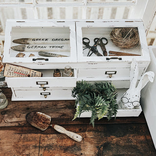 Vintage-Inspired Apothecary Cabinet with Lift-Top Storage