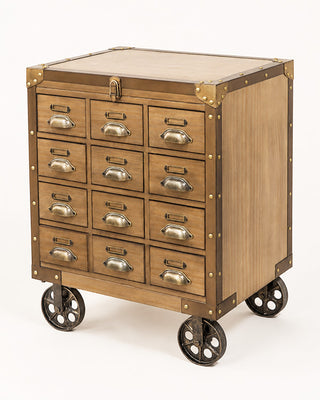 Apothecary Rolling Cabinet Multi Drawer Wood Storage Kitchen Island