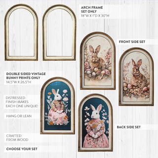  Reversible arch prints featuring cottontail rabbits with wildflowers and Easter eggs