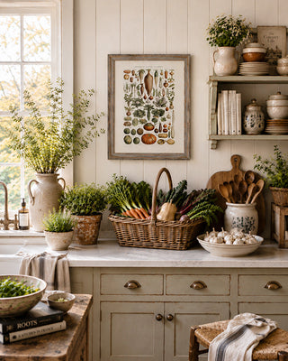 Vintage Barnwood-Framed Botanical Veggie Print