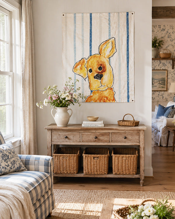 Whimsical Watercolor Puppy Dog Wall Hanging Art Paper