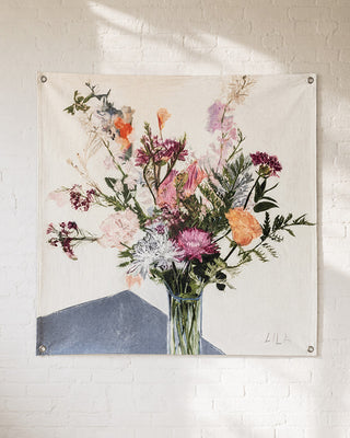 Watercolor Inspired Wildflower Tapestry with Grommets