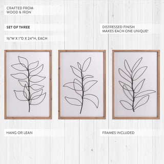 Whispering Leaves Metal Wall Art, Set of 3