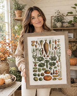 Vintage Barnwood-Framed Botanical Veggie Print