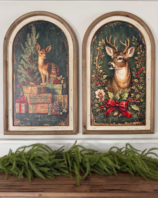 Double Sided Winter Holiday Wall Art, Set of 2, Reversible Panels